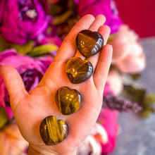 Load image into Gallery viewer, 3cm Gold Tigers Eye Crystal Hearts