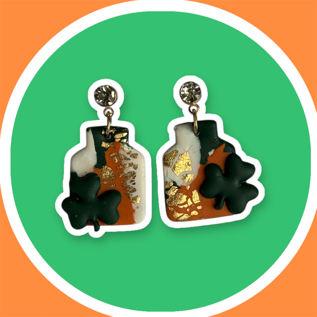 Golden Shamrock Marbled Earrings