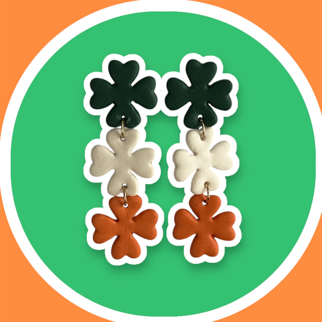 Triple Shamrock Drop Earrings
