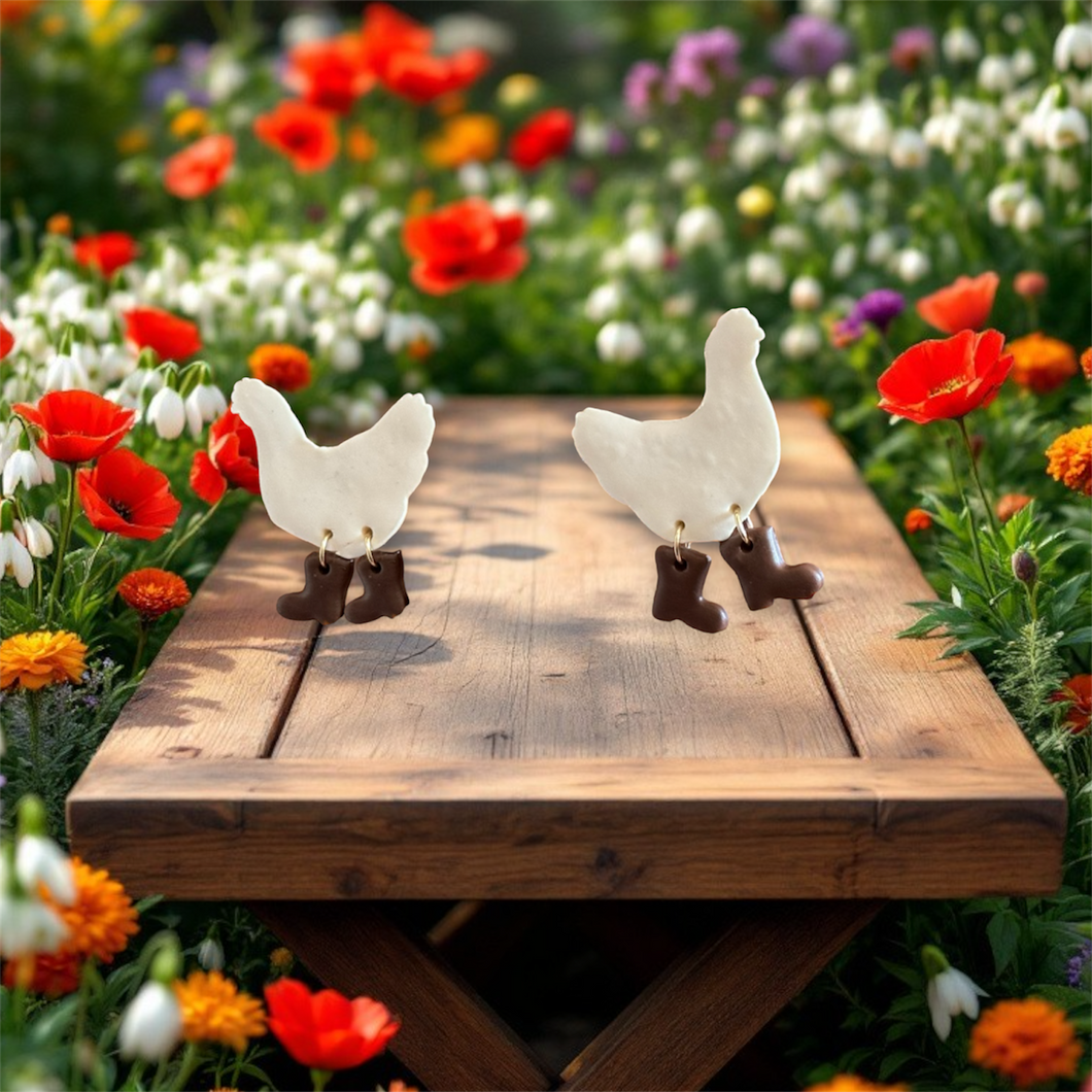Chicken in Boots Stud Earrings