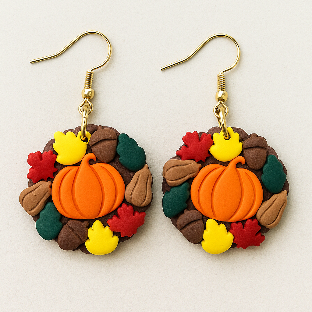 Pumpkin Harvest Wreath Earrings