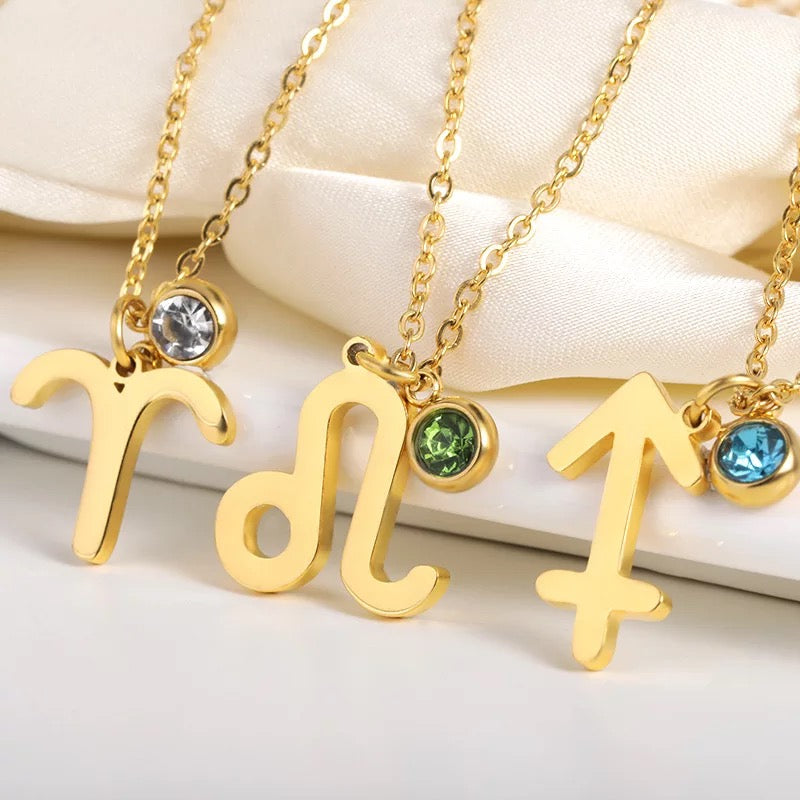 Zodiac Sign Necklace With Birthstone