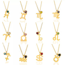 Load image into Gallery viewer, Zodiac Sign Necklace With Birthstone
